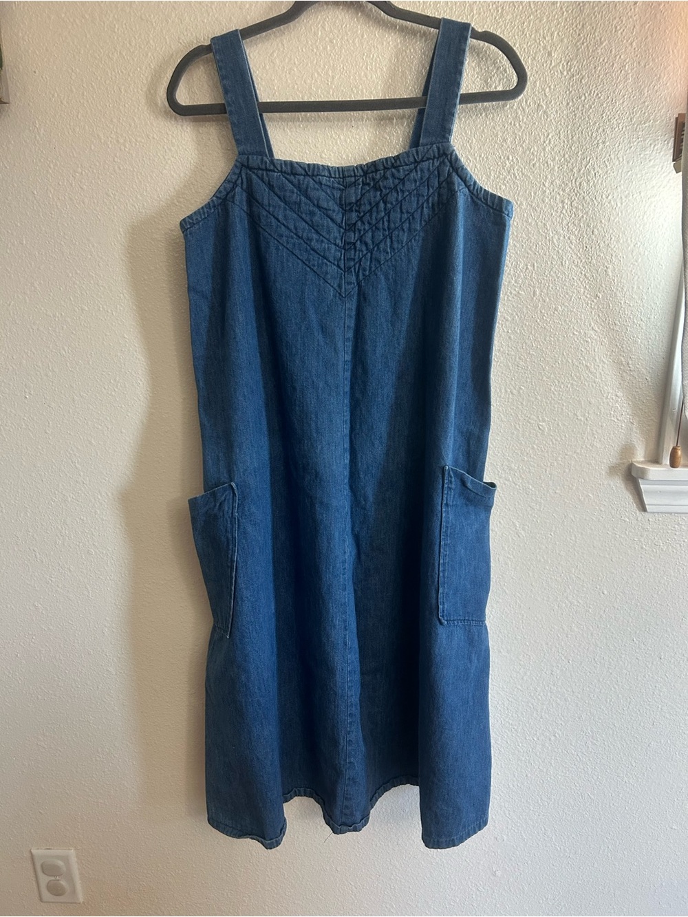 Vintage Denim Quilted 100% Cotton Boxy Sack Dress Womens Size 16